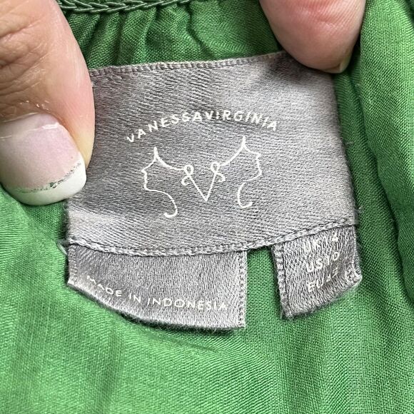 Vanessa Virginia Skirt Womens 10 Green Anthropologie Boho Geometric Embroidered - Picture 4 of 10